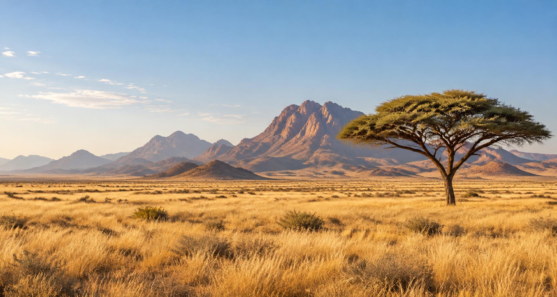 Illustrative Namibian landscape with an acacia tree